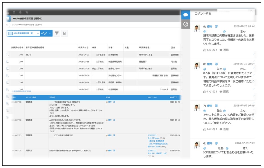 岡山大学AROの「支援管理アプリ」