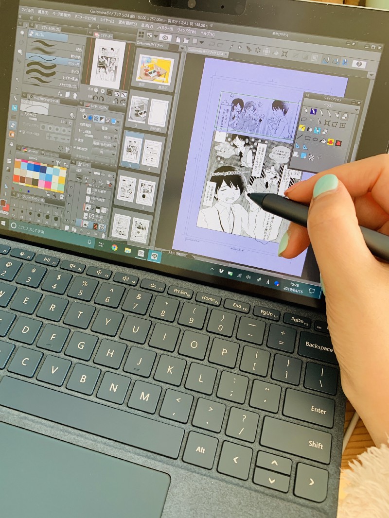 クリスタとSurfaceGoの神器コンピ！SurfaceGoのディスプレイがやや小さいのでUIが窮屈になってしまった。次の給料日で液タブ買おうかなｗ