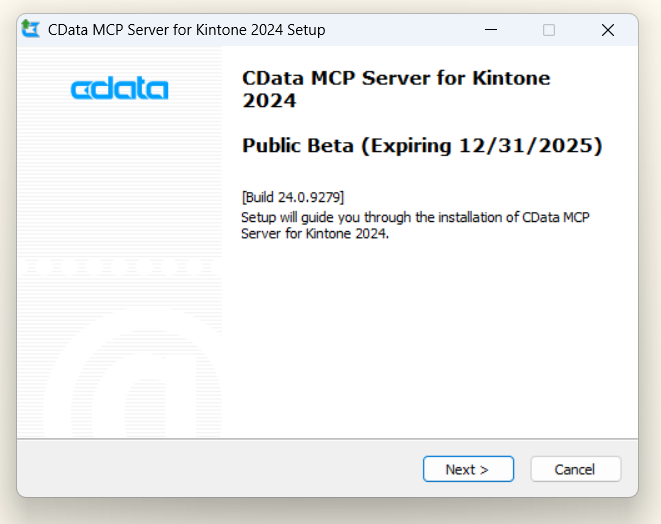 CData MCP Server for kintone のインストーラーを起動